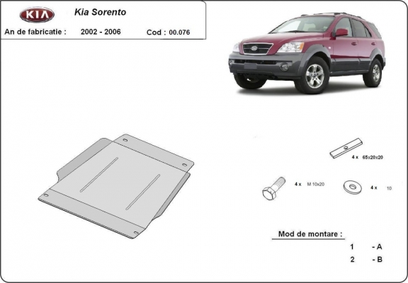 Steel gearbox skid plate for Kia Sorento