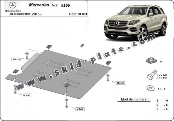 Steel gearbox skid plate for Mercedes GLE X166