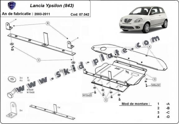 Steel skid plate for Lancia Ypsilon (843)