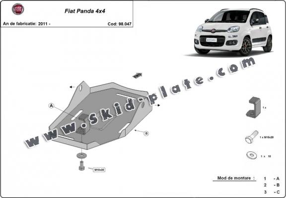 Steel differential skid plate for Fiat Panda 4x4