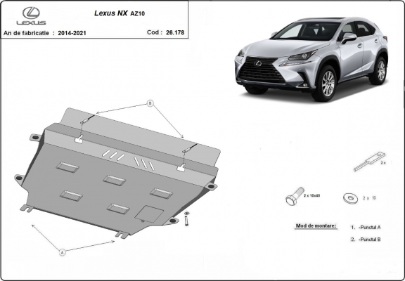 Steel skid plate for Lexus NX AZ10