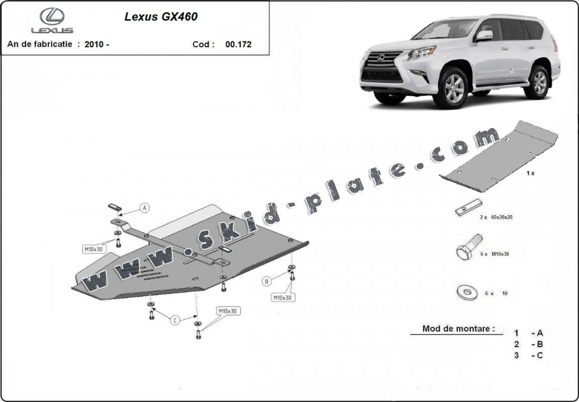 Steel gearbox skid plate for Lexus GX460