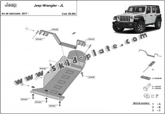 Steel skid plate for Jeep Wrangler - JL