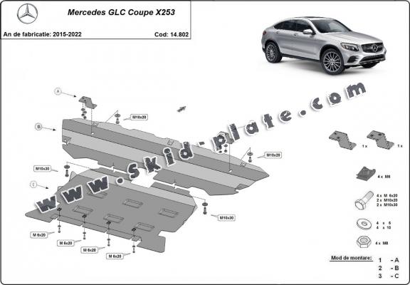 Steel skid plate for Mercedes GLC Coupe X253