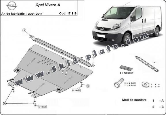 Steel skid plate for Opel Vivaro