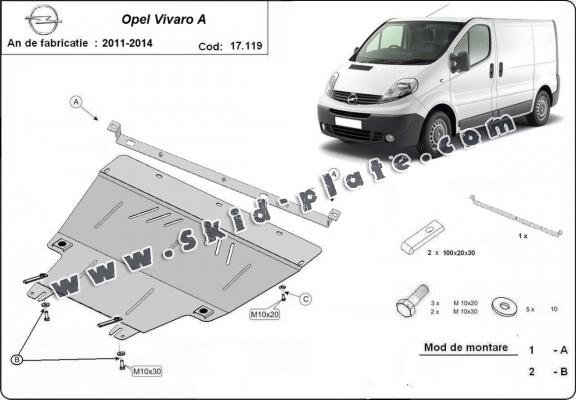 Steel skid plate for Opel Vivaro (2011-2014)