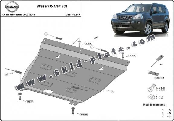 Steel skid plate for Nissan X-Trail T31 - Vers 2.0