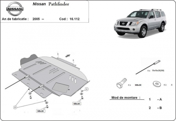 Steel skid plate for Nissan Pathfinder