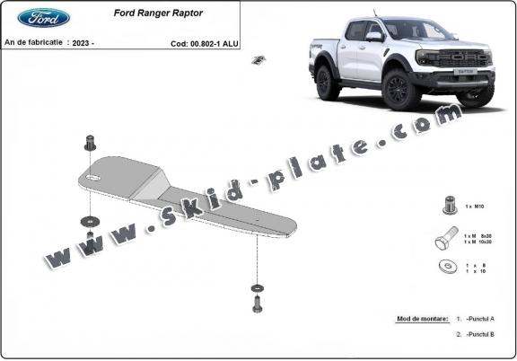 Aluminum fuel filter skid plate for Ford Ranger Raptor