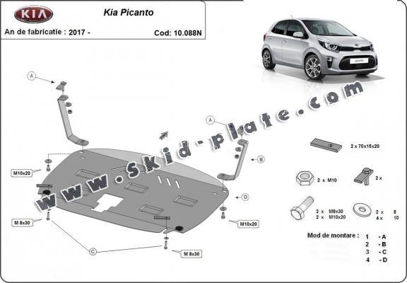 Steel skid plate for Kia Picanto
