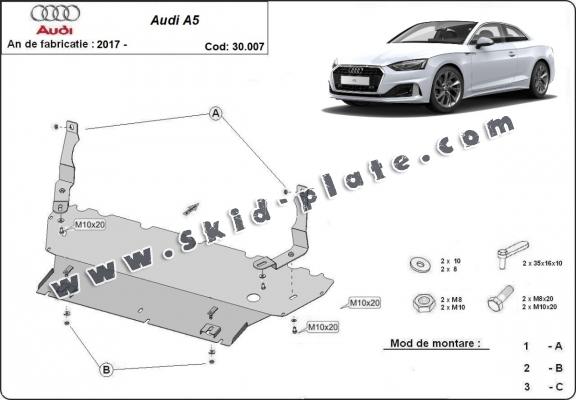 Steel skid plate for Audi A5