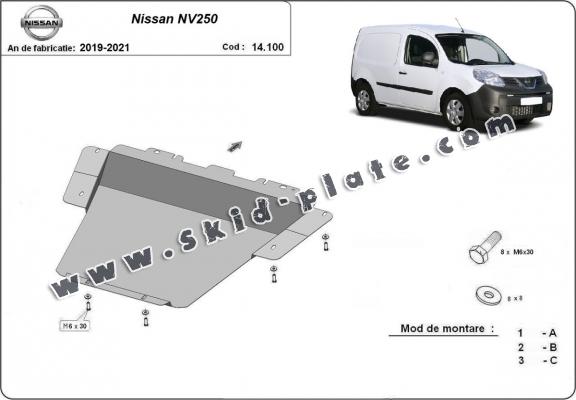 Steel skid plate for Nissan NV250