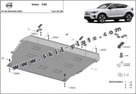 Steel skid plate for Volvo C40