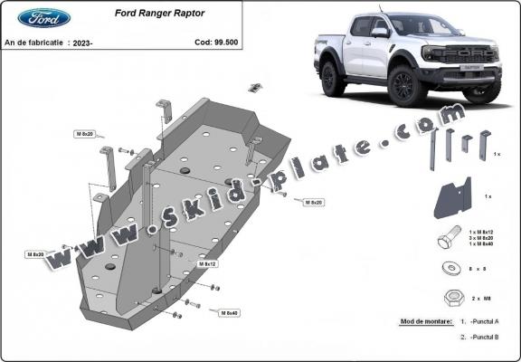 Steel fuel tank skid plate  for Ford Ranger Raptor