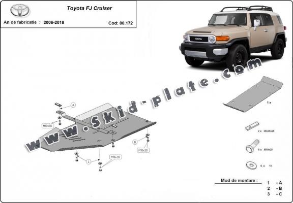 Aluminum gearbox skid plate for Toyota FJ Cruiser