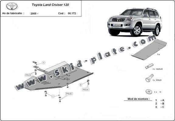 Aluminum gearbox skid plate for Toyota Land Cruiser J120