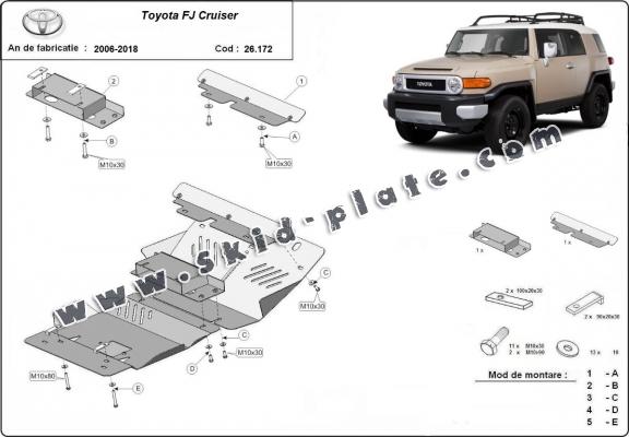 Aluminum skid plate for FJ Cruiser