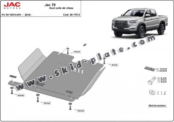 Aluminum gearbox skid plate for Jac T8