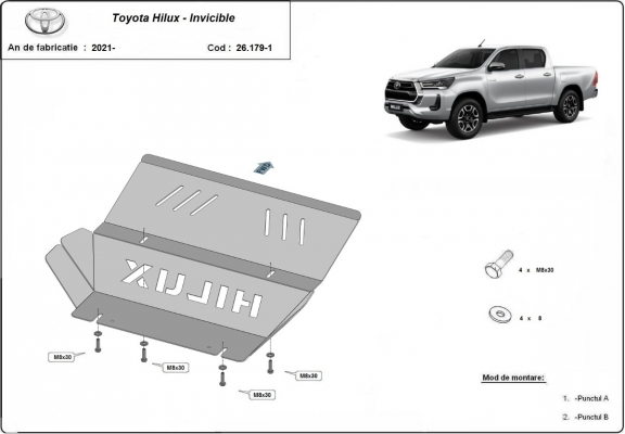 Steel radiator skid plate for Toyota Hilux Invincible