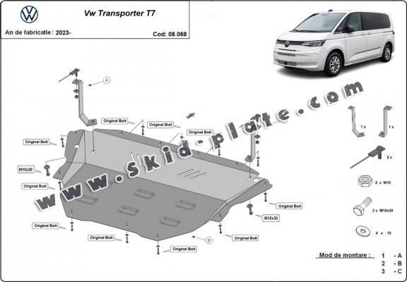 Steel skid plate for Volkswagen Transporter T7 Van