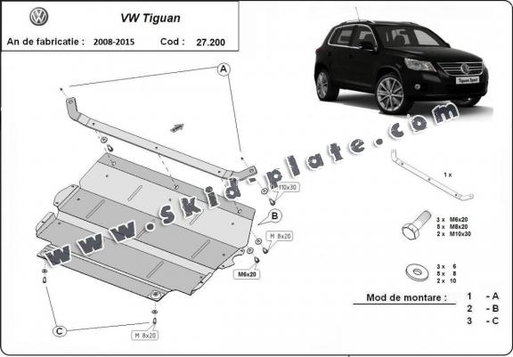 Steel skid plate for VW Tiguan