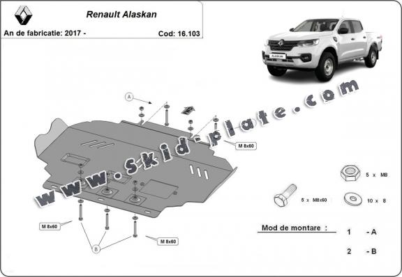 Steel skid plate for Renault Alaskan