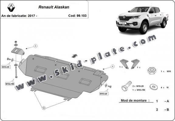 Steel radiator skid plate for Renault Alaskan