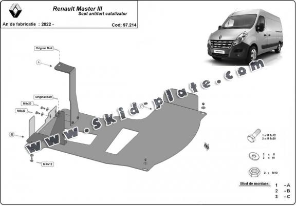 Steel catalytic converter plate/cat lock for Renault Master 3