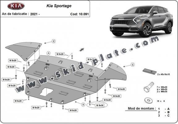 Steel skid plate for Kia Sportage