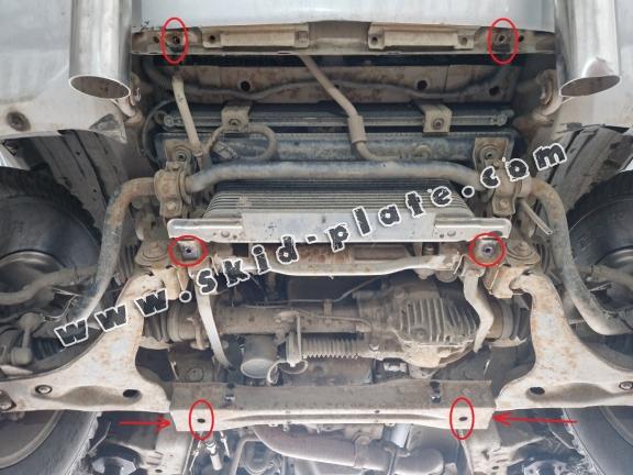 Steel skid plate for the protection of the engine and the radiator for Mitsubishi Pajero 3 (V60, V70) Vers. 2.0