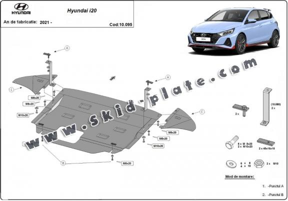 Steel skid plate for Hyundai i20