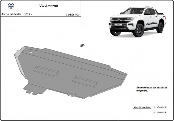 Steel radiator skid plate for Volkswagen Amarok 2 