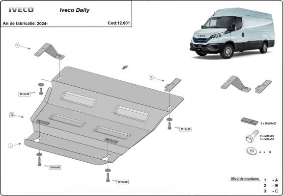 Steel skid plate for Iveco Daily 7