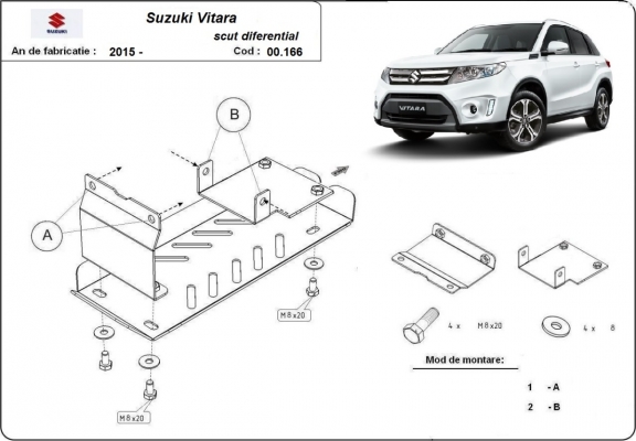 Aluminum diferential skid plate for Suzuki Vitara