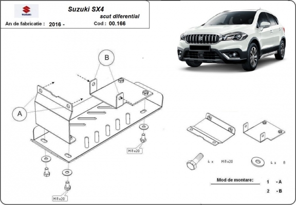 Aluminum diferential skid plate for Suzuki SX4