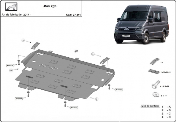 Steel skid plate for MAN Tge