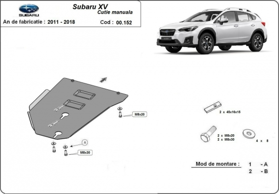 Steel manual gearbox skid plate Subaru XV