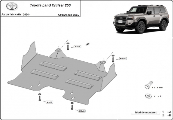 Aluminum skid plate for Toyota Land Cruiser 250