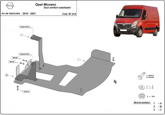 Steel catalytic converter plate/cat lock for Opel Movano B 