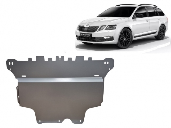 Aluminum skid plate for the protection of the engine and the gearbox for Skoda Octavia 3