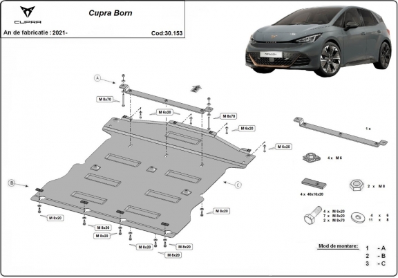 Steel skid plate for Cupra Born