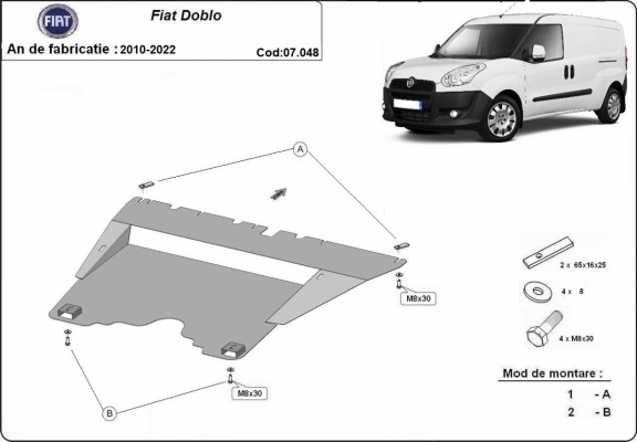 Steel skid plate for Fiat Doblo