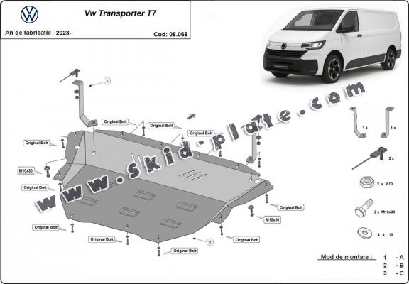Steel skid plate for Volkswagen Transporter T7 Van