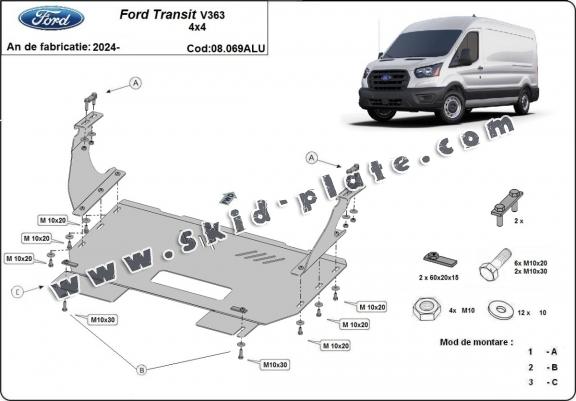 Aluminum skid plate for Ford Transit 4x4 Aluminum skid plate for Ford Transit 4x4