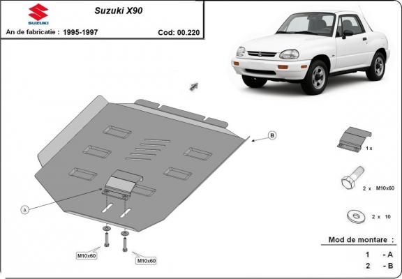Steel gearbox skid plate for Suzuki X90