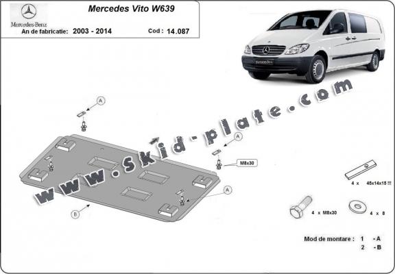 Steel skid plate for  Mercedes Vito W639 - 2.2 D 4x2, 4x4 Steel skid plate for  Mercedes Vito W639 - 2.2 D 4x2, 4x4