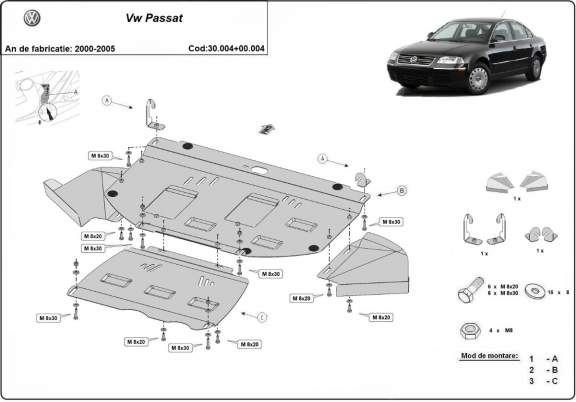 Steel skid plate for Volkswagen Passat - promotional package