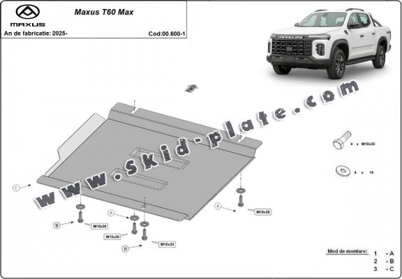 Steel gearbox skid plate for Maxus T60 Max