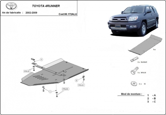 Aluminum gearbox skid plate for Toyota 4Runner