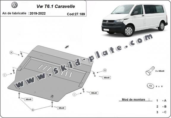 Steel skid plate for Volkswagen Transporter T6.1 Caravelle